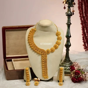 24K Gold Plated Vintage Comoros Mayotte Style Fashion Jewelry Set Includes Necklace Bangles Stylish Copper Diamond Gift for USA