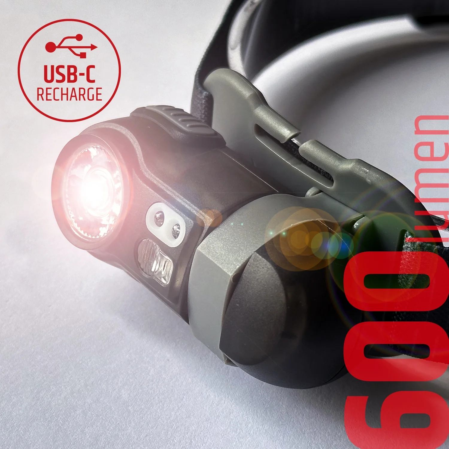 Best 2024 Type-C USBC Rechargeable Outdoor Headlight LED Headlamp Lights Camping 600 Lumen