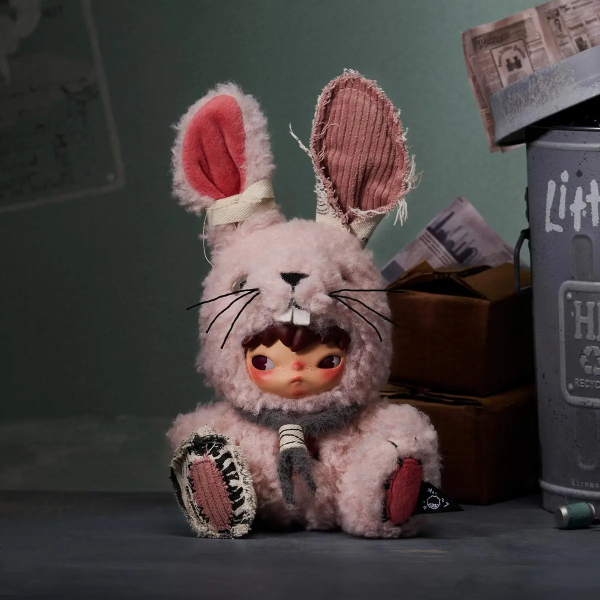 HIRONO うさぎLittle Hareピンク ダイヤカスタム 23cm 現品 Official Pop Mart Hirono Little Hare Plush Doll Pendant 23cm