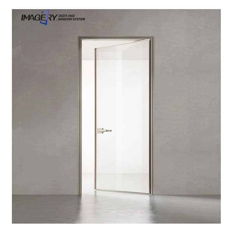Latest Customized Extremely Narrow Frame Glass Soundproof Aluminum Casement Swing Door for Bathroom