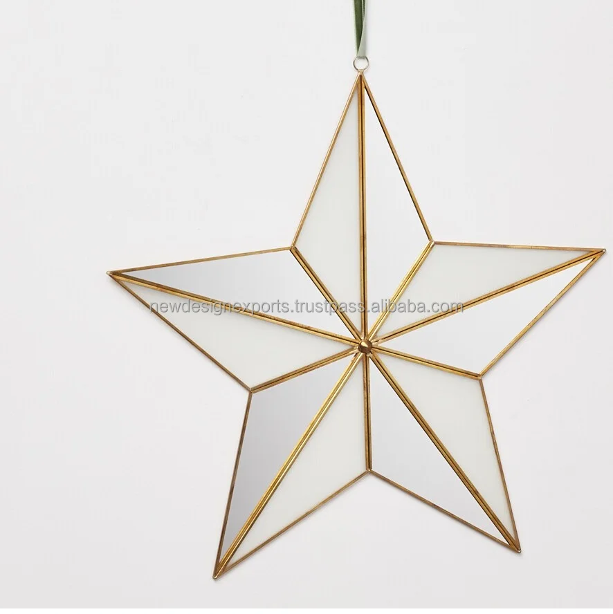 Source Hot Selling Star Glass Hanging and Gold Metal Christmas ...