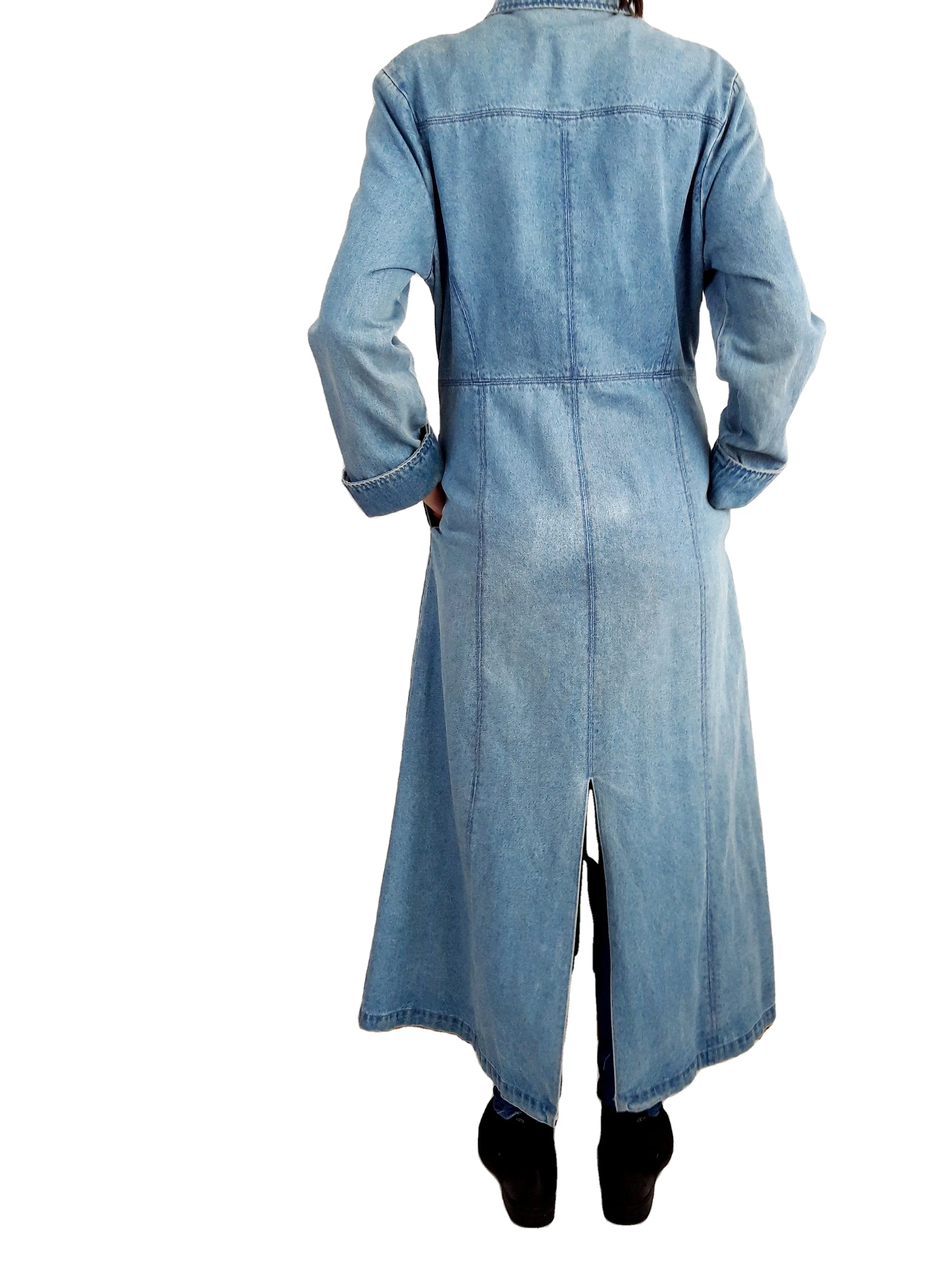 Dress Blue Denim Duster Long Dress Lady Jean Jacket Long Sleeve Woman Denim  Jacket Women Clothing Black Quantity Custom Coat C