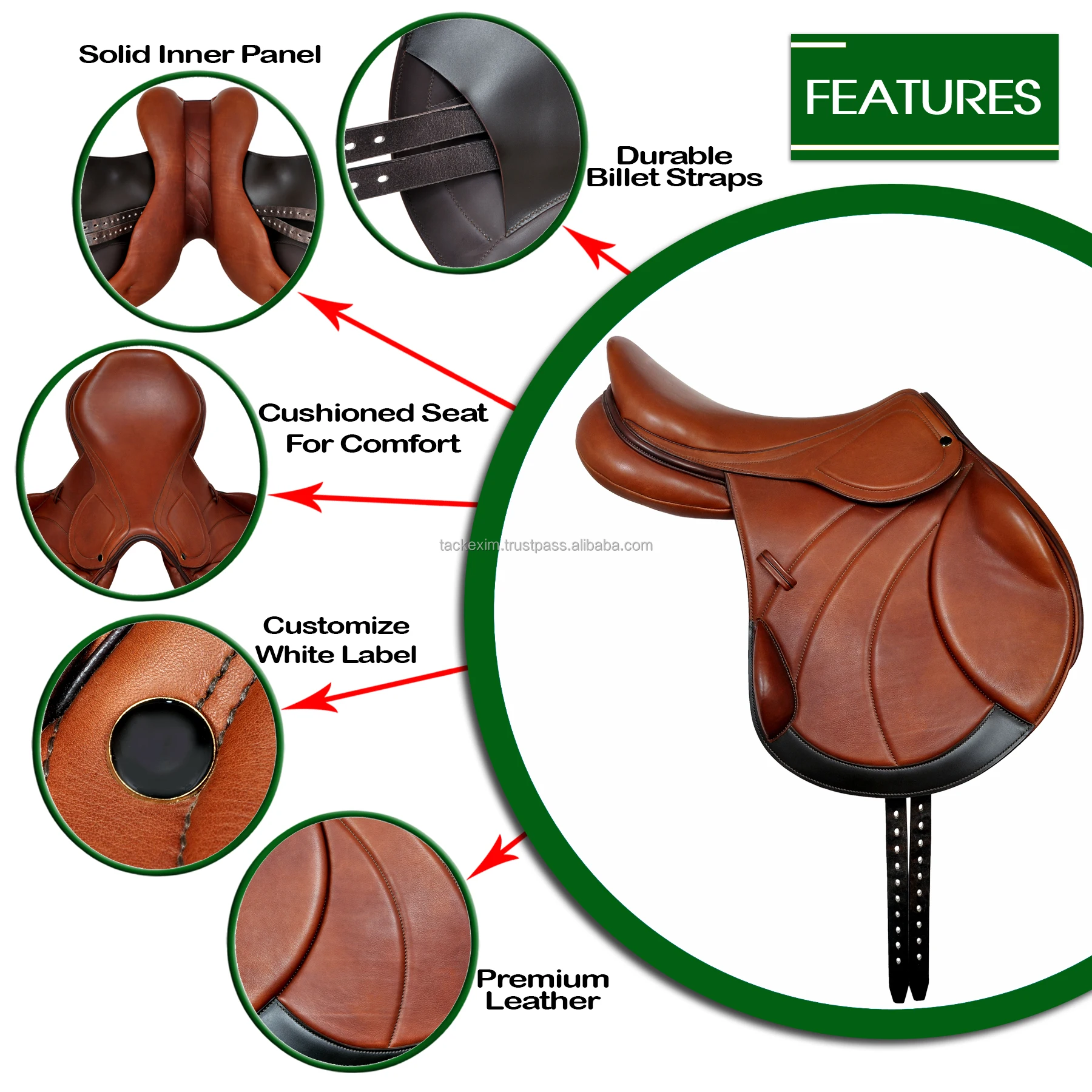 Wholesale Manufacturer Equestrian Horse Jumping & Riding Saddle Genuine Hide Leather Customized
