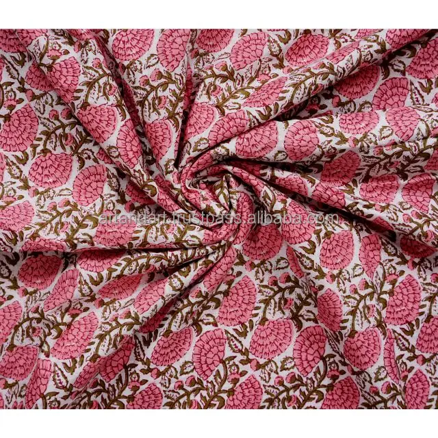 Women's Clothing Indian Fabric By Yard Block Printed Cotton Soft Cotton