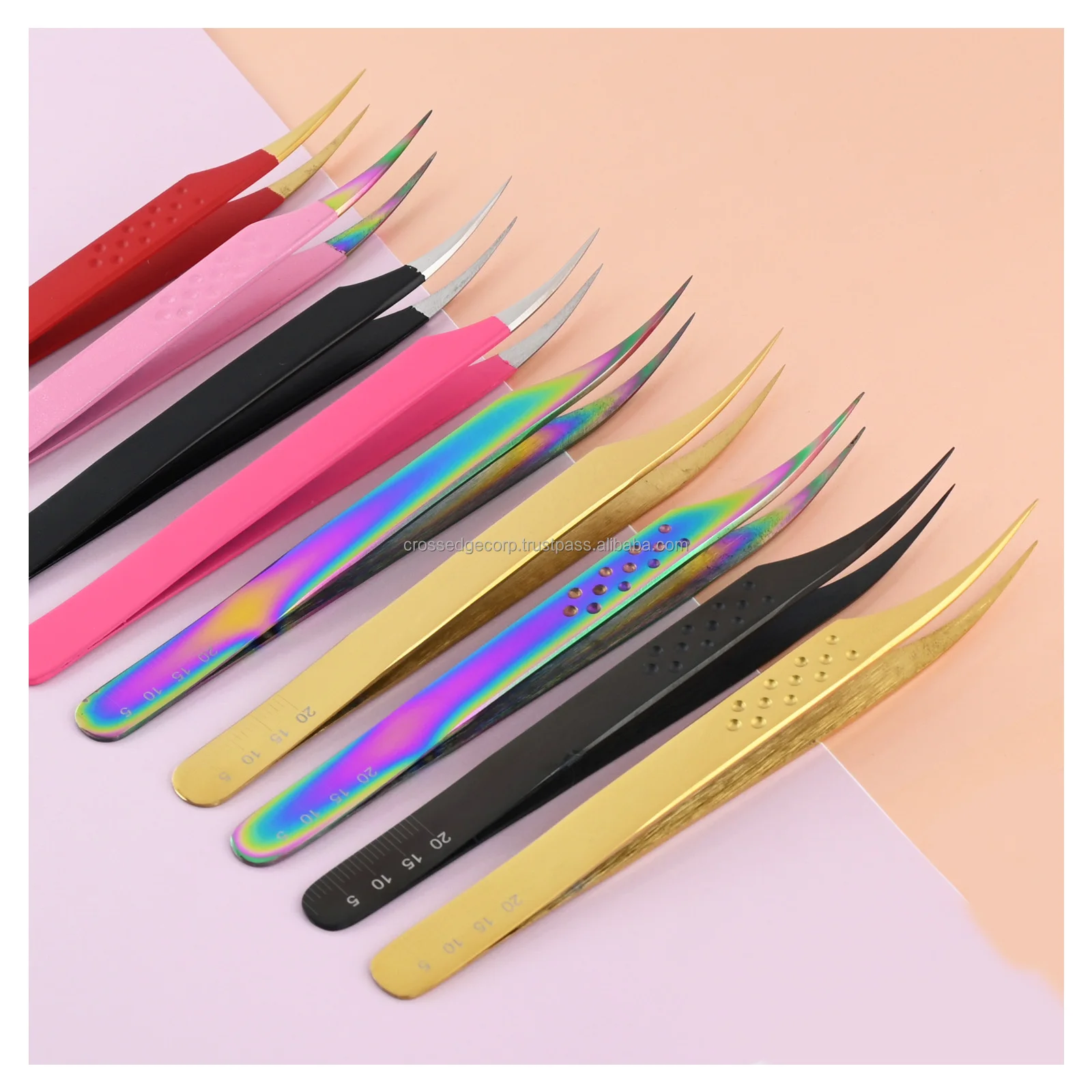 Low Price Diamond Grip Eyelash Volume Extension Tweezers Curved ...