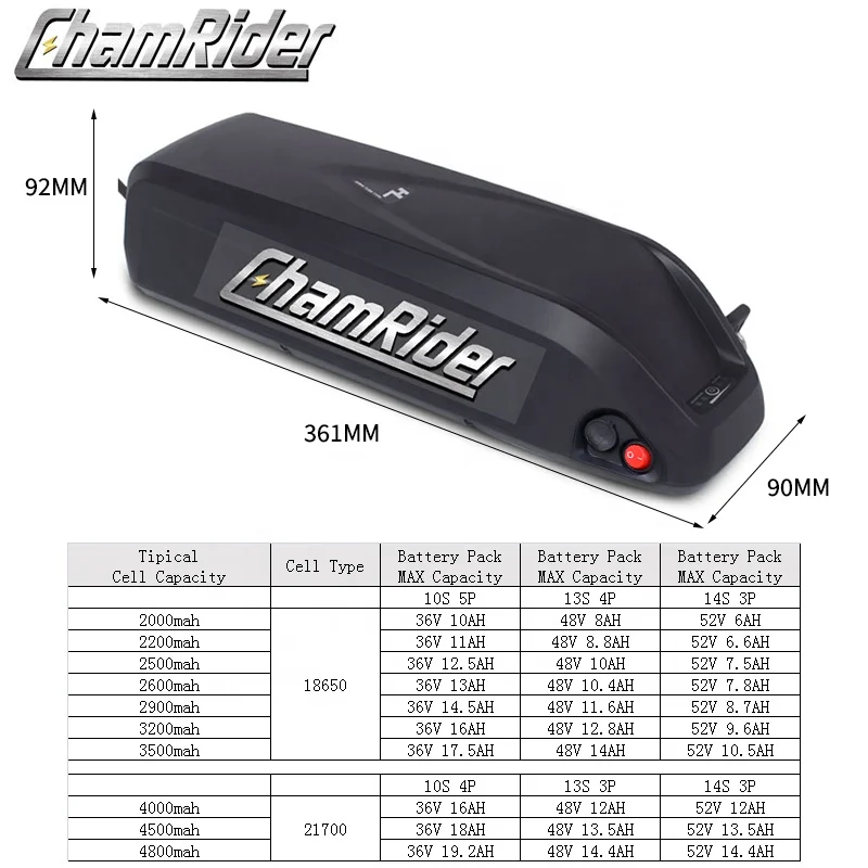 Аккумуляторы для электровелосипеда Chamrider Hailong akku литий-ионные 18650 21700 36 в 52 48 В 20 Ач