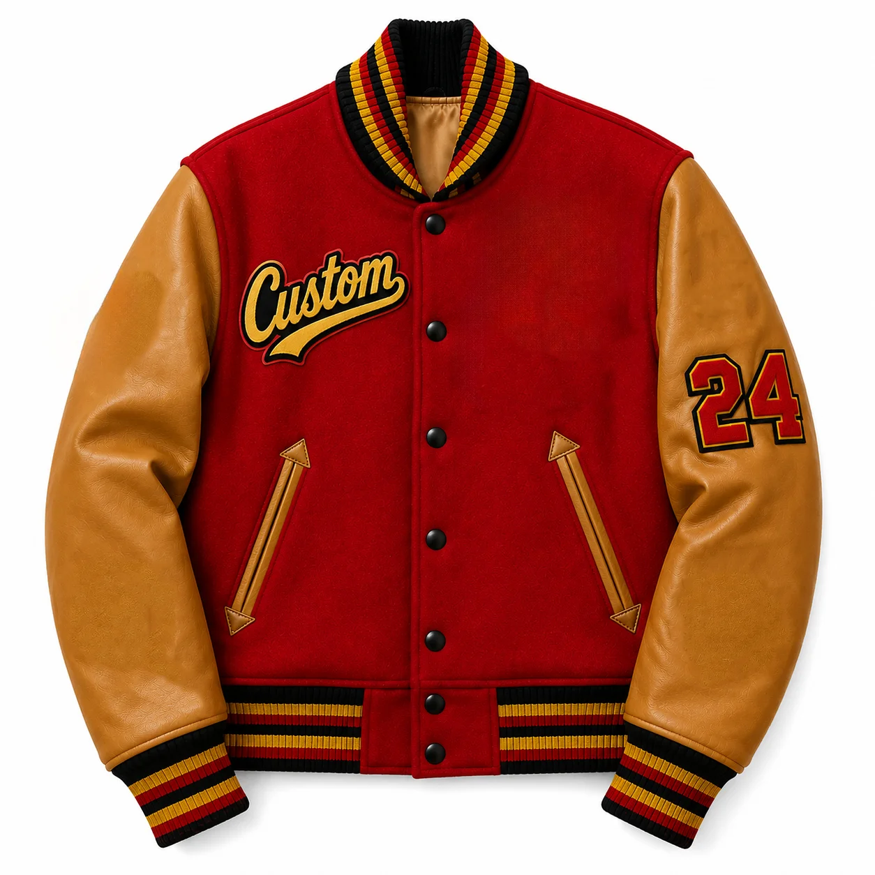 Custom Logo Men's Winter Fleece Wool Bomber Embroidery Patchwork Reversible Eco-Friendly Varsity Jacket