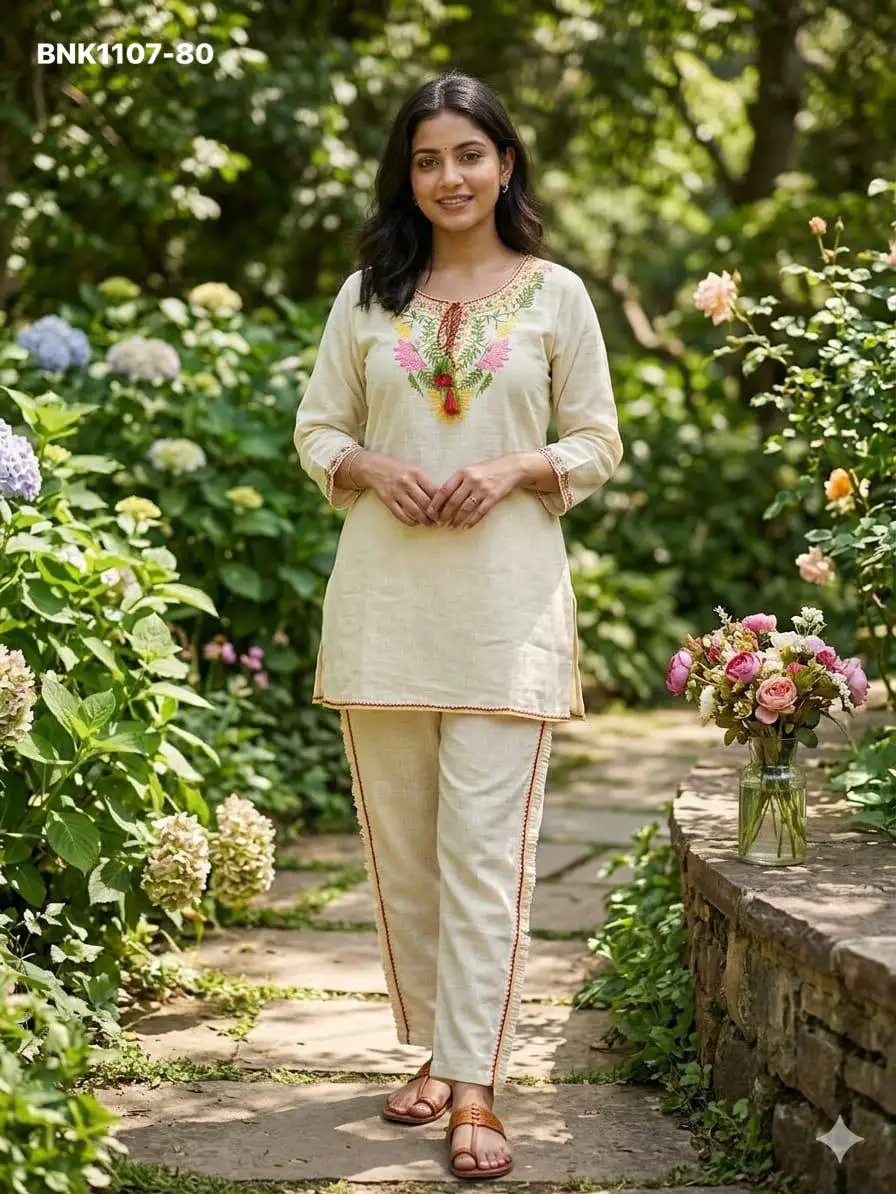 Modern Design Trending Khadi cotton with Floral Embroidery work
