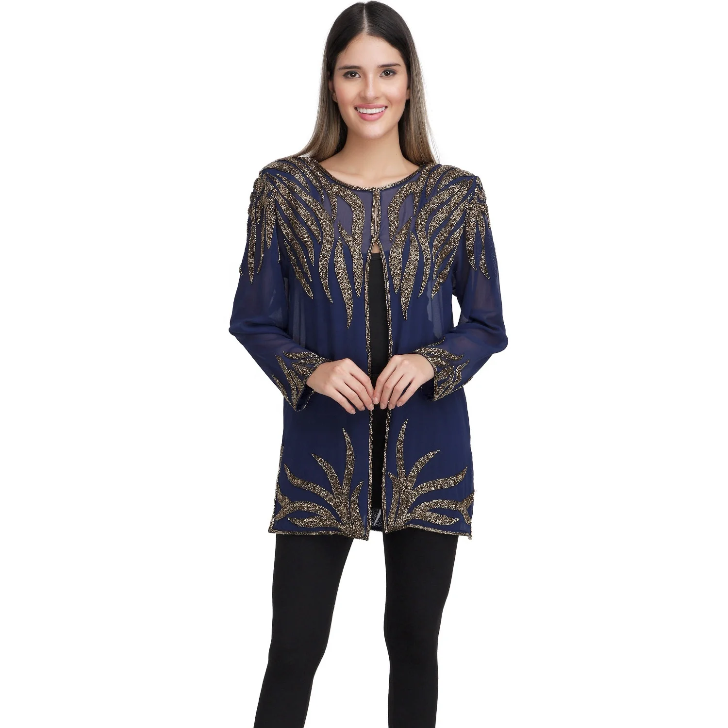 Unique Hand Embroidery Design 2022 Latest Muslim Front Open Jacket