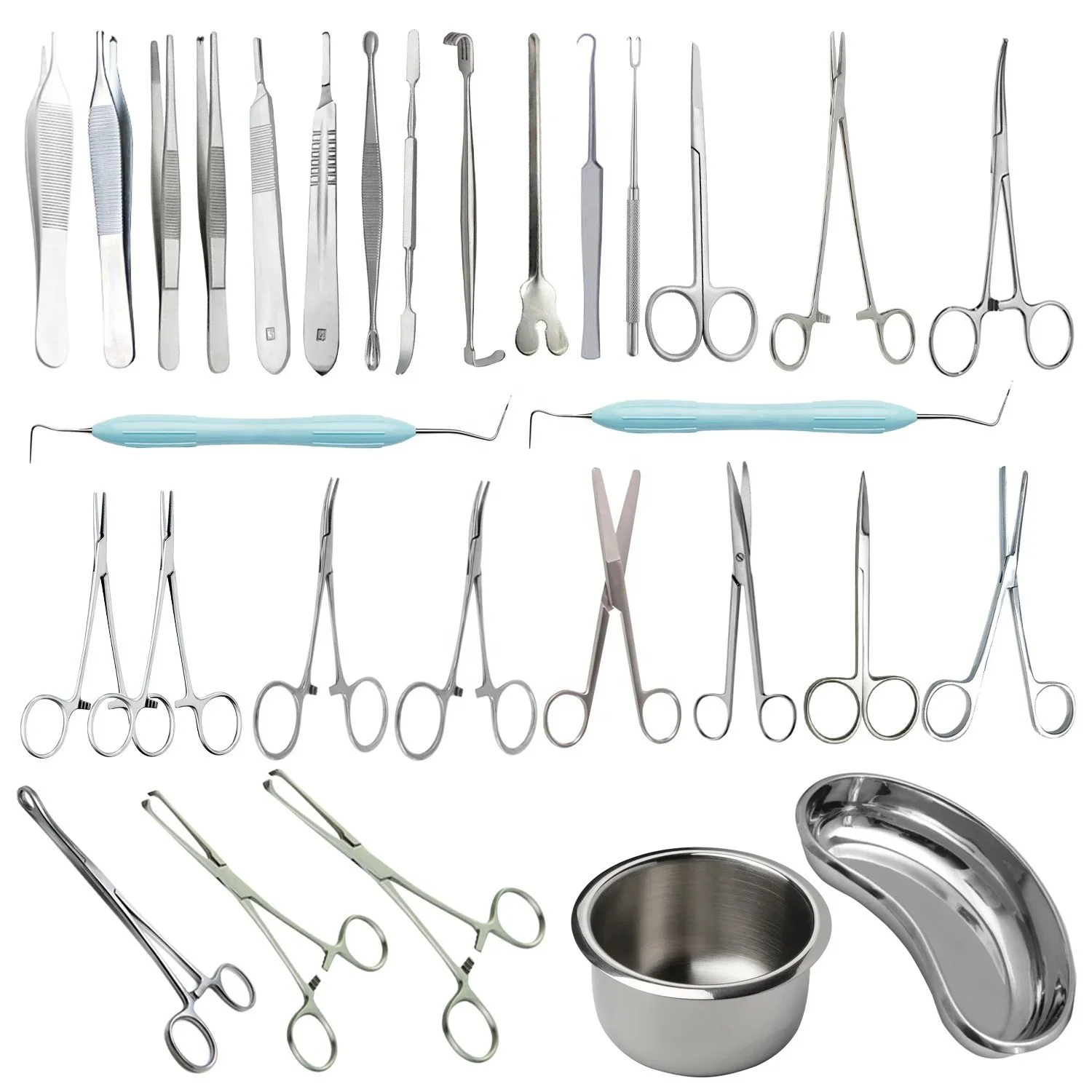Wound Surgery Set of 30Pcs General Debridement Set Medial Dressing Wound Excision Surgical Instruments Removal of Dead Skin Set