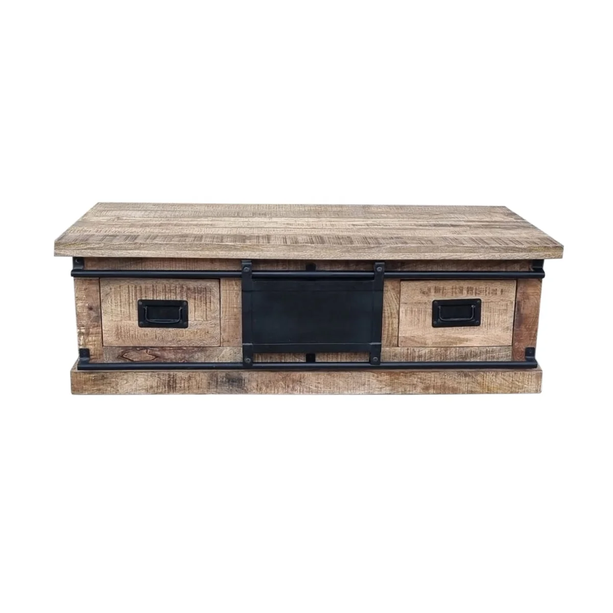 Europe Best Selling Sliding Door Coffee Table With 4 Drawers Open Both