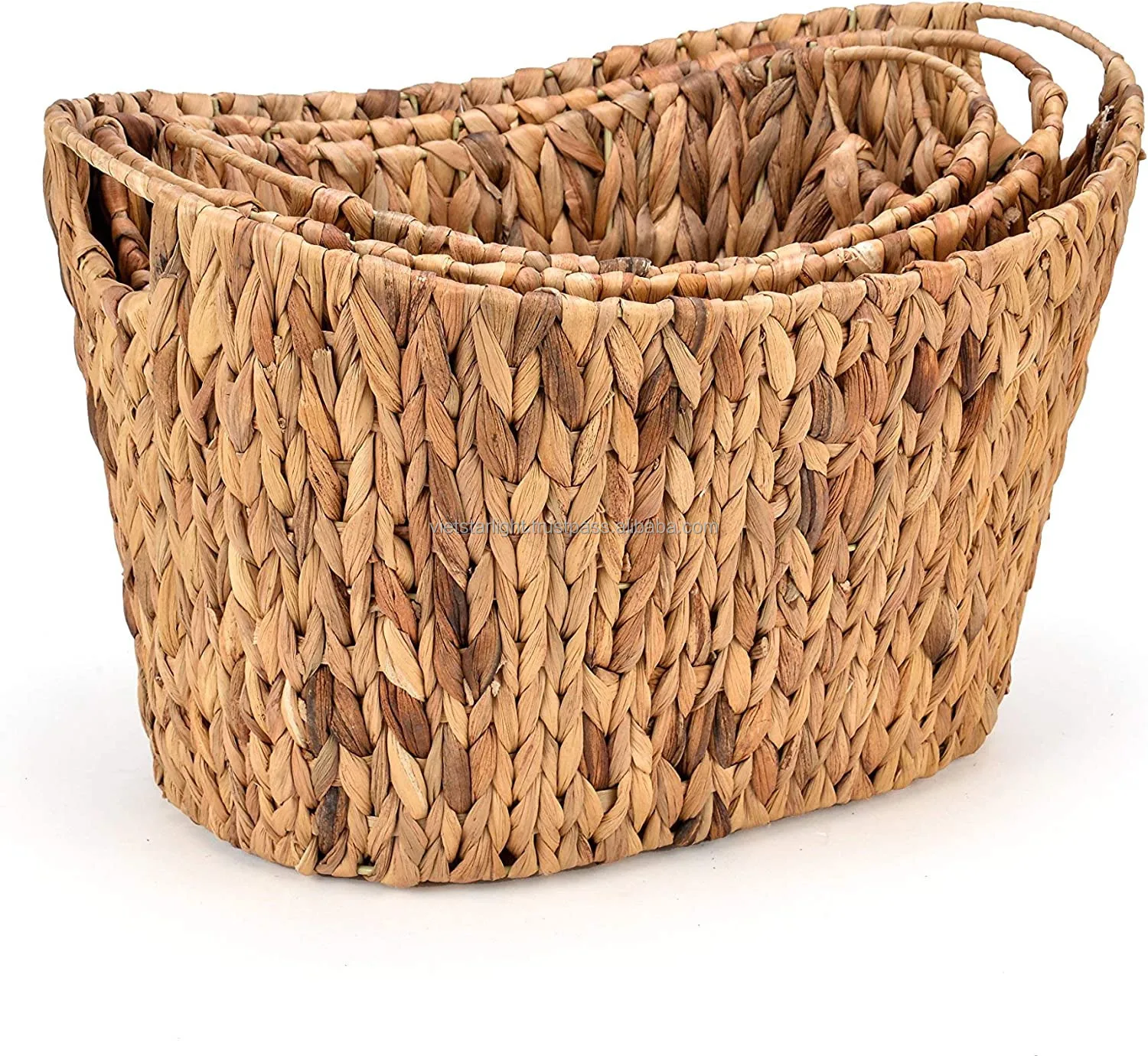 Water Hyacinth Basket Water Hyacinth Woven Basket Set/3 Made In Vietnam