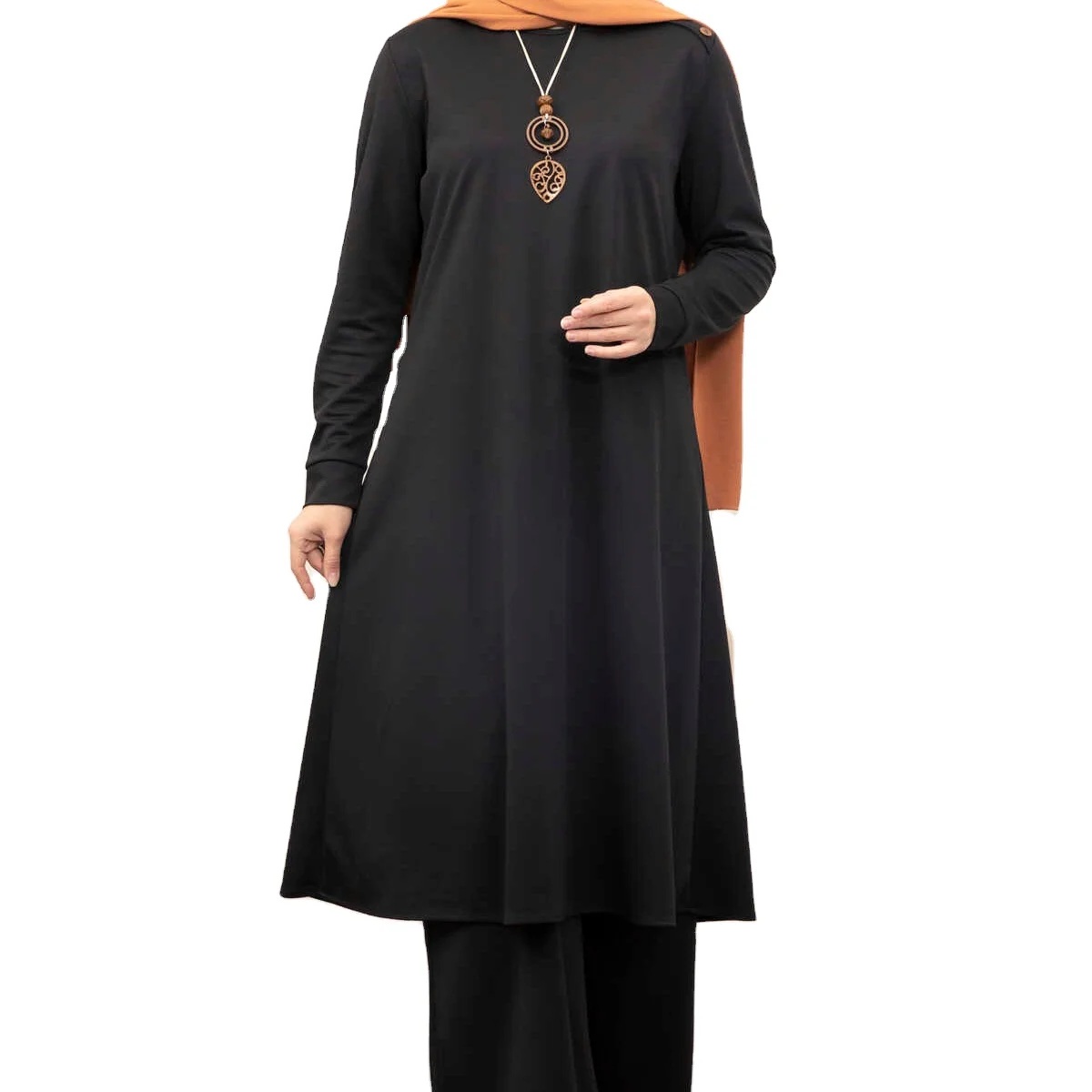 Button Detailed Wholesale Suit Muslim Dress Islam Clothing Abayas For ...