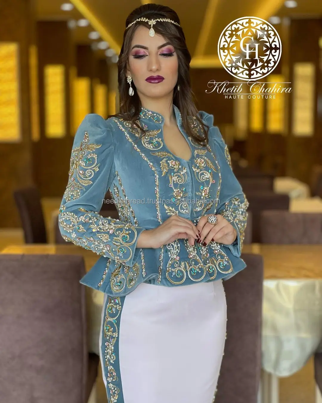 The Karakou Algeria Wedding Dress Hand Made Embroidery Pearls Dabbka ...