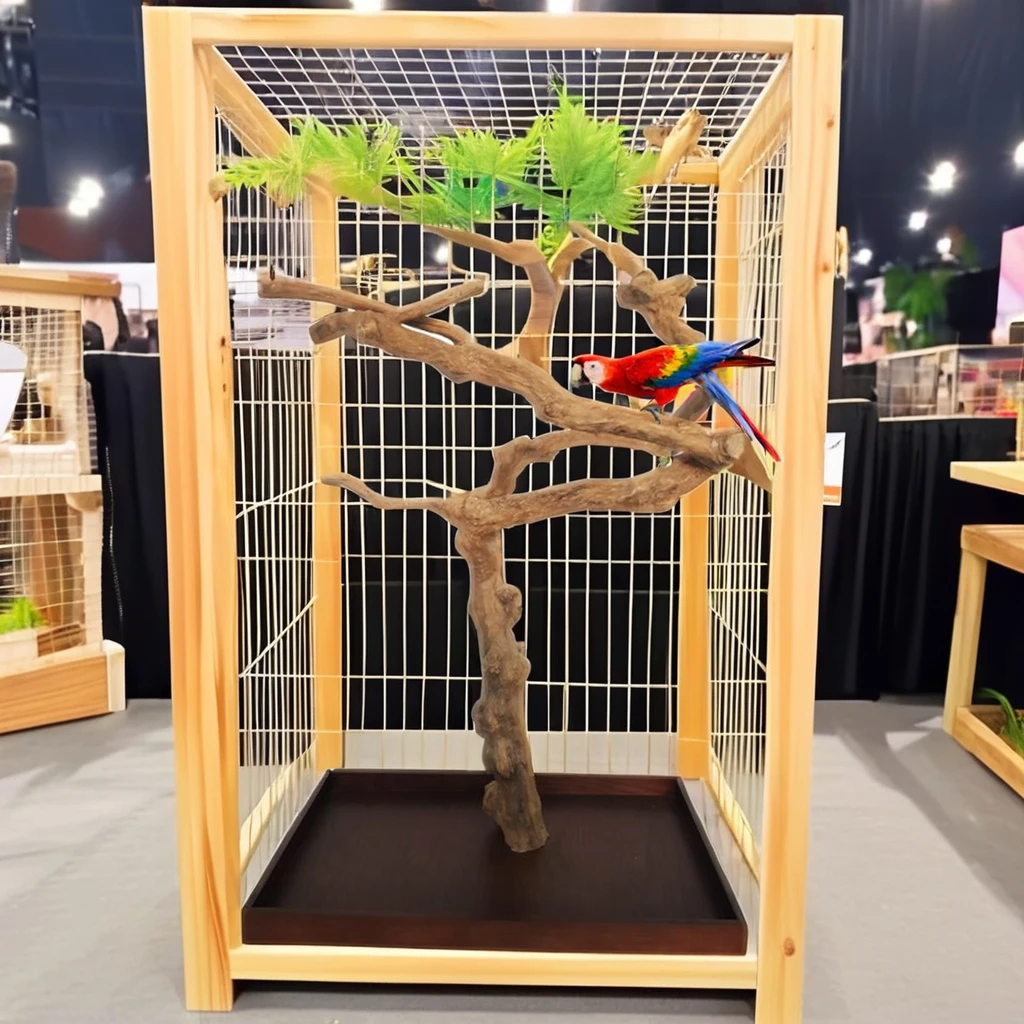 ジャワウッド 鳥用パーチツリー スタンド - ペットケージ用 木製・エコ