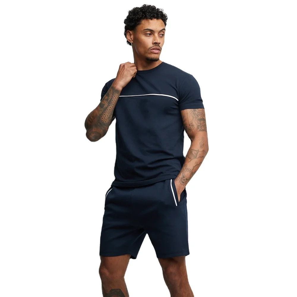Men's Matching Shirt And Shorts Set 100 Cotton Jersey Twinsets For Men