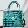 Turquoise & Black Checkered