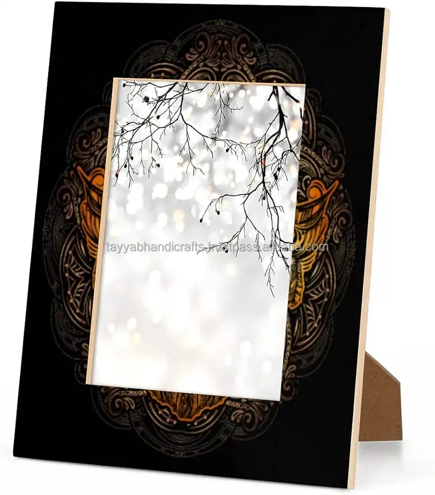 Resin Sunflower Pattern Picture Frame Wood Photo Frame Wall Mounting and Tabletop Display Frame