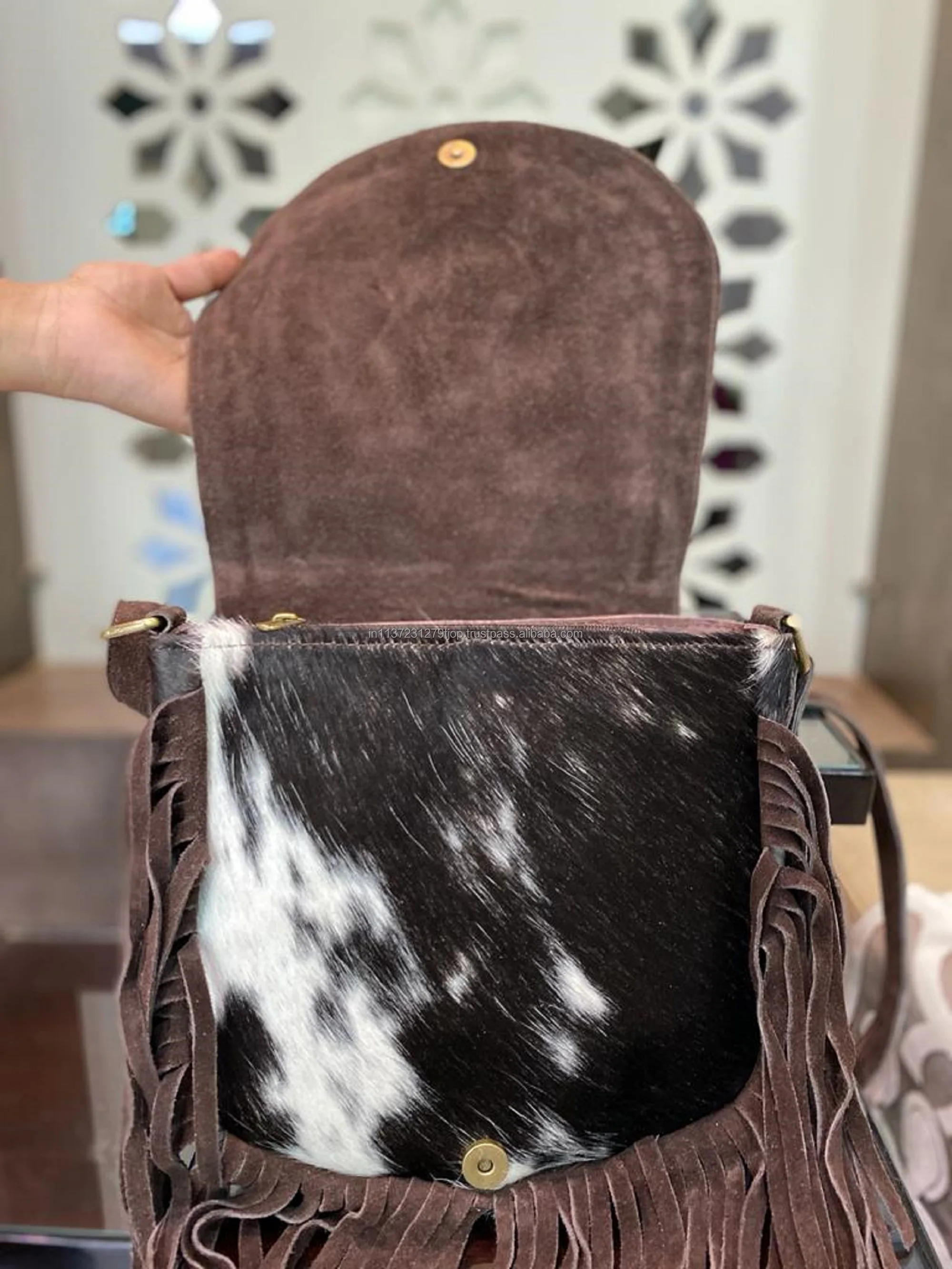 GENUINE COWHIDE LEATHER Bag, Western Leather Purse Women's, Real Cow Print Animal Hair Bag, Vintage popular Boho Satchel, Bohemian Hippie Ethnic