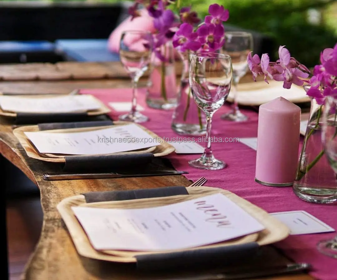 Pizza Palm Leaf Plates Eco Friendly 7 Inches Party Plates Microwave