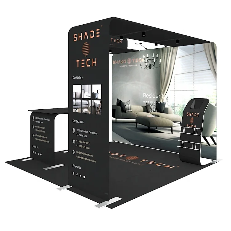 10x10ft Exhibition Tradeshow Event Booth Custom Design Easy Assemble Portable Light Weight Modular Fair Trade Show Display Booth