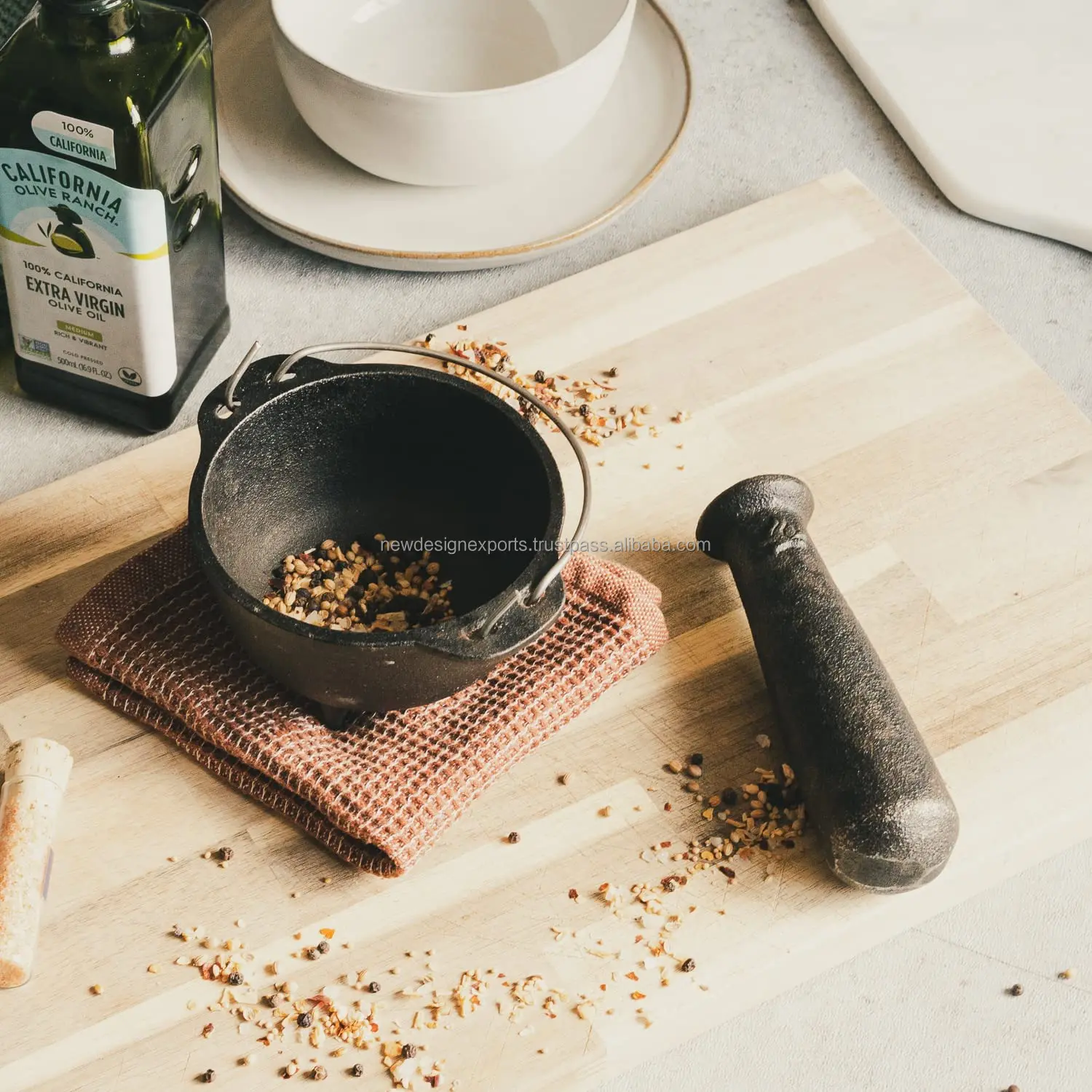 Porcelain Mortar and Pestle, Ceramic Herb Grinder Pill Crusher Set