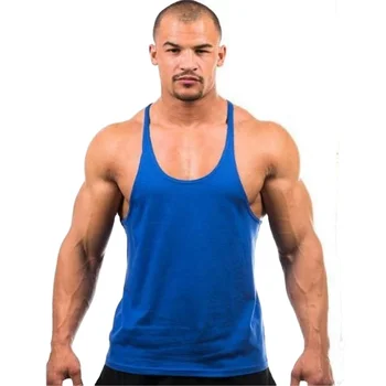 Men gym tank top cotton men bodybuilding gym singlet for men customized logo printing and fabric colors