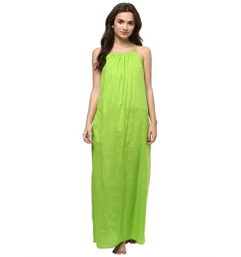 Beautiful Parrot Green Sleeveless Night Dress Crafted With 100%Soft  Breathable Cotton Perfect Night Dress| Alibaba.com