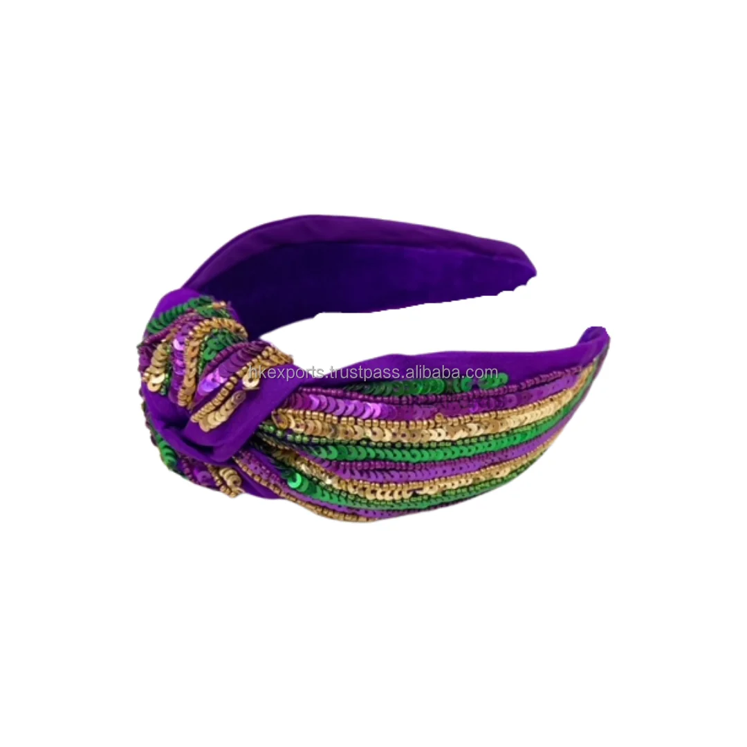 mardi gras beaded headband