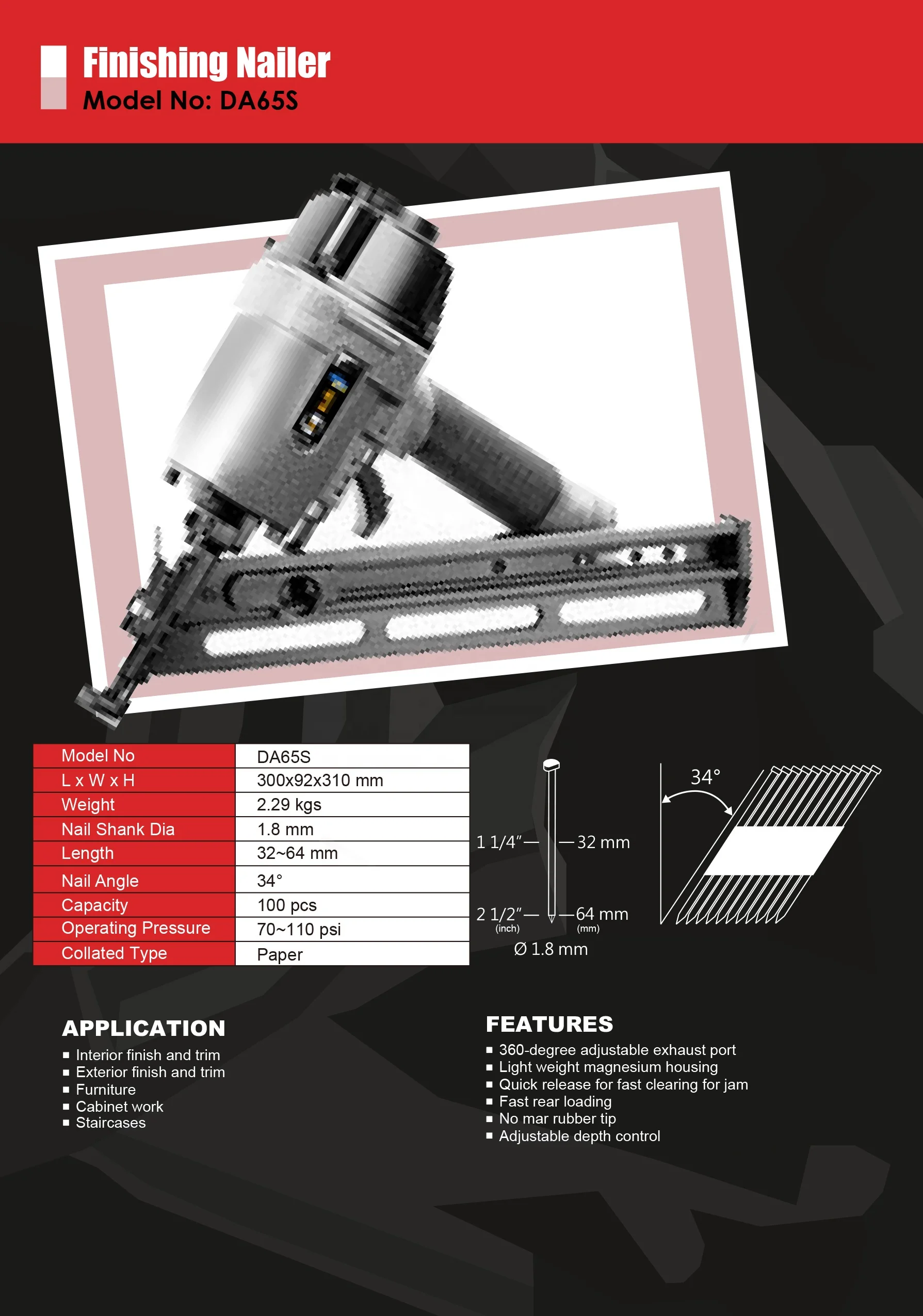 超歓迎定番 34度仕上げ釘打機da50s - Buy Da Nailer Made In Taiwan,34