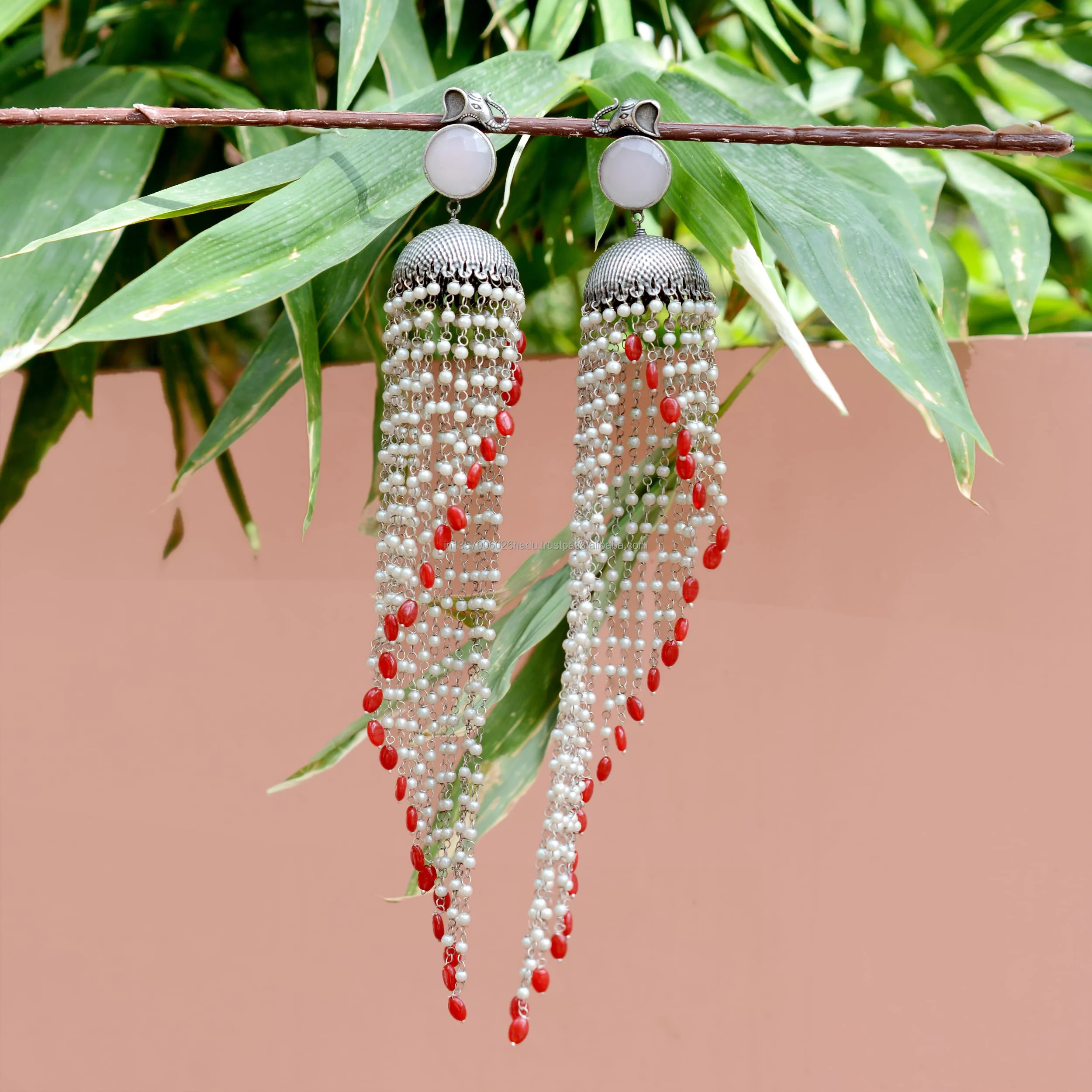 High Quality Oxidised Silver Long Jhumka Earrings Wholesale Indian