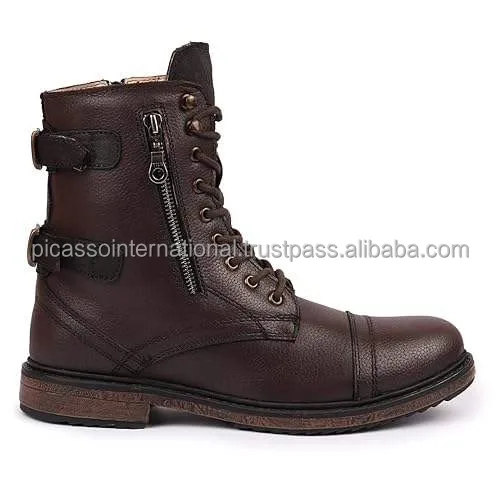 Supplier of Excellent Quality Customized Logo Modern Design Casual Wear Shoes Men's Genuine Leather Boots at Reliable Price