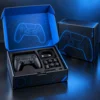 Black and electric blue controller-grid layout