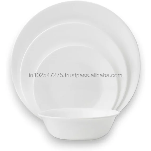 Plate Set 18-Piece Service for 6 Dinnerware Set, Triple Layer Glass and Chip Resistant, Lightweight Round Plates and Bowls Set