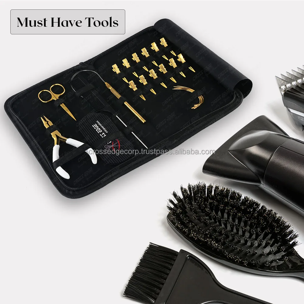 Stainless Steel Hair Extension Tools Kit Micro Ring Beads Applicator Pliers Sectioning Clips & C