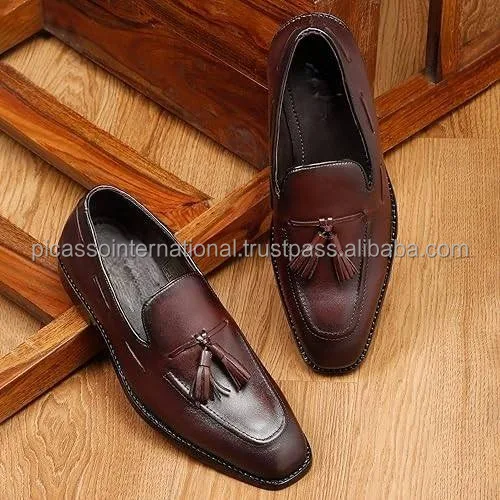 Indian Supplier of Excellent Quality Eye Catching Design Custom Logo Party Wear Genuine Leather Formal Shoes for Men