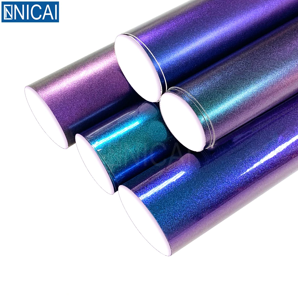 NICAI Автомобильная виниловая фабричная пленка-Хамелеон Алмазная Глянцевая фиолетовая на синюю пленка для автомобиля матовая пленка-хамелеон с изменением цвета