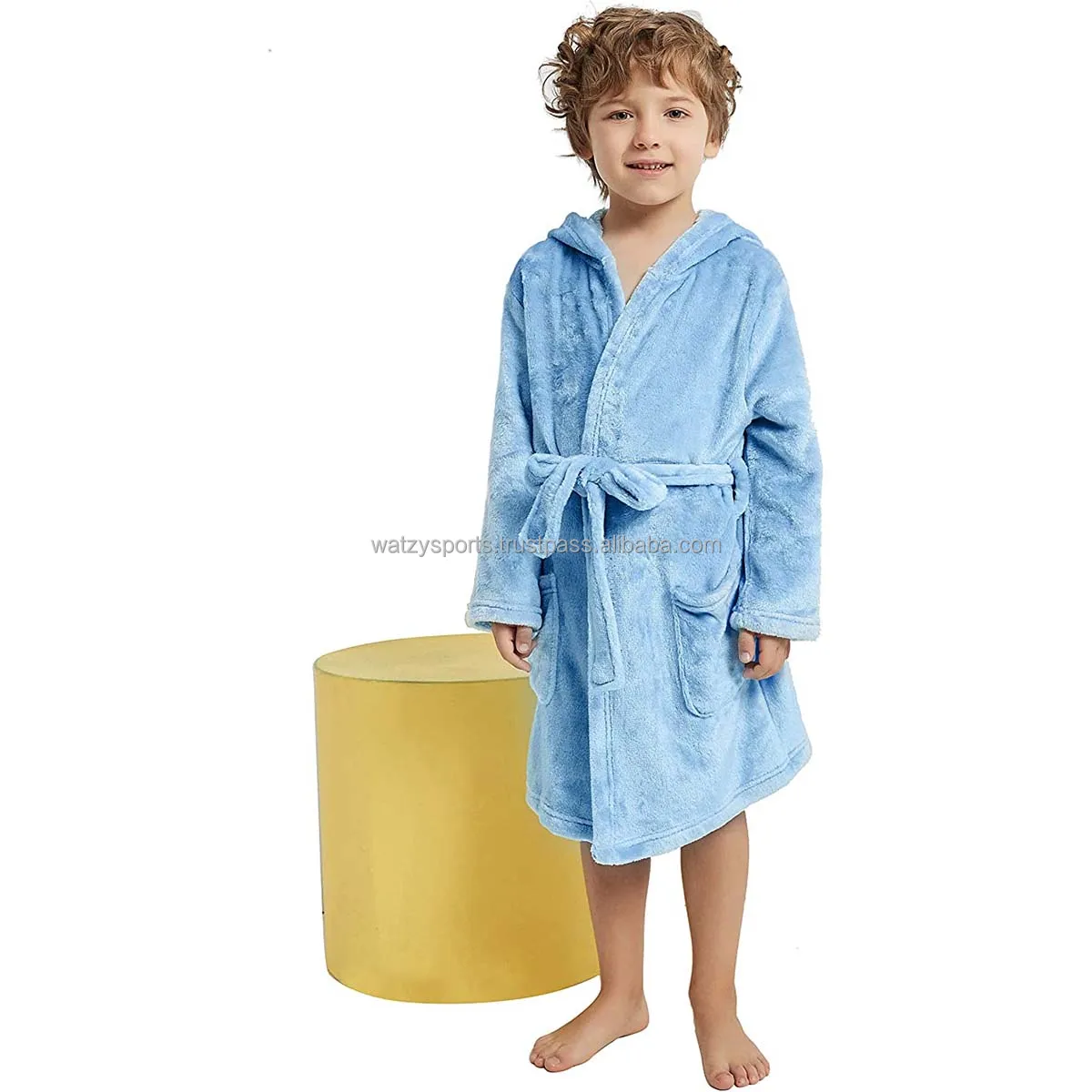 Dashing Look Comfy Sleepwear Boys Girls Fleece Bathrobe Hooded Toddler