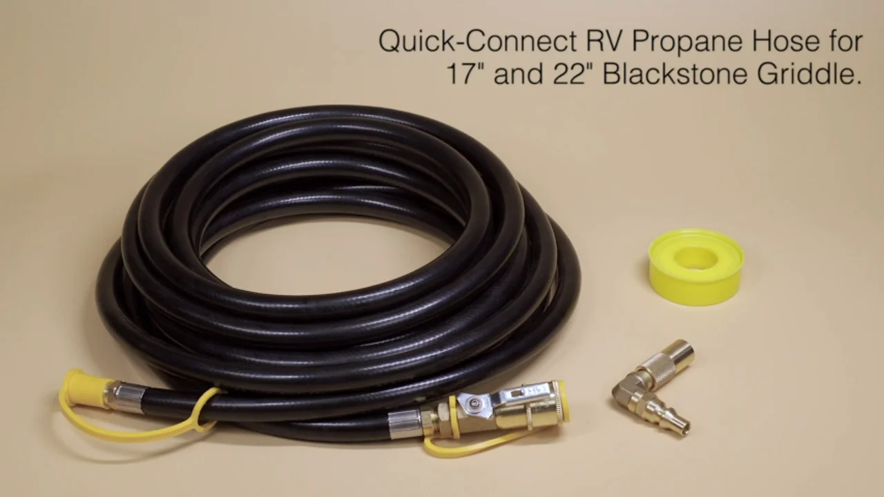 24ft Quick Connect Rv Propane Hose With 1/4" Safety Shutoff Valve And