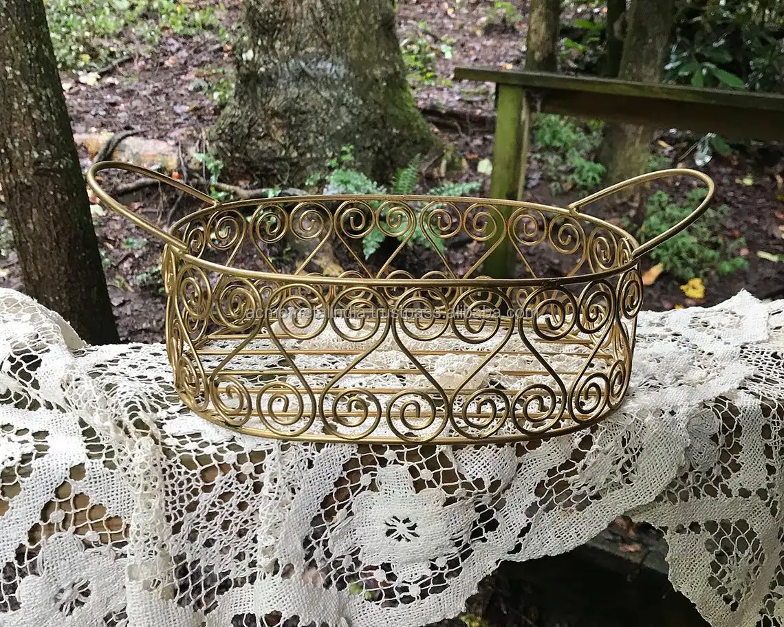 Royal Fancy Black Metal Basket Countertop Best Dinner Table Kitchenware