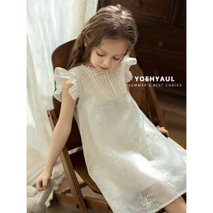YOEHYAUL Qipao High Quality Short Sleeves Summer Baby Girls Dresses Lace Wholesale Cotton Toddler Kids Girls Dress Clothing