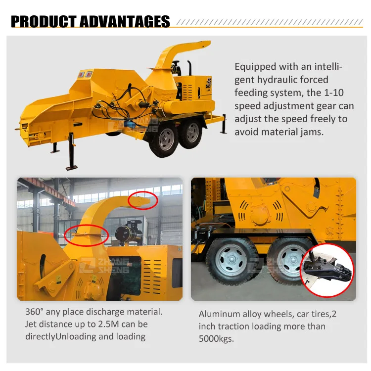 CE Approval High Efficiency 10 Tons Per Hour Wood Chipper 300 hp diesel Engine 16 Inch Shredder