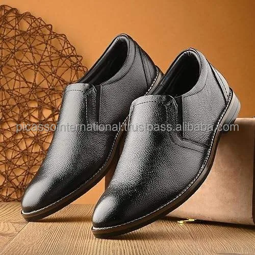 Top Quality Customized Logo Modern Design Formal Casual Office Party Wear Men's Genuine Leather Shoes from Indian Exporter