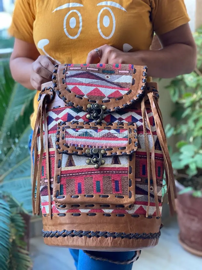 Shop Our Collection of Vintage Handmade Jacquard Leather Tassel Backpacks