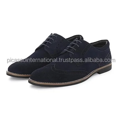 Premium Quality Anti Skid Sole & Waxed Laces Memory Foam Padded Picasso Men Suede Leather Brogue Derby Lace Up Formal Shoes