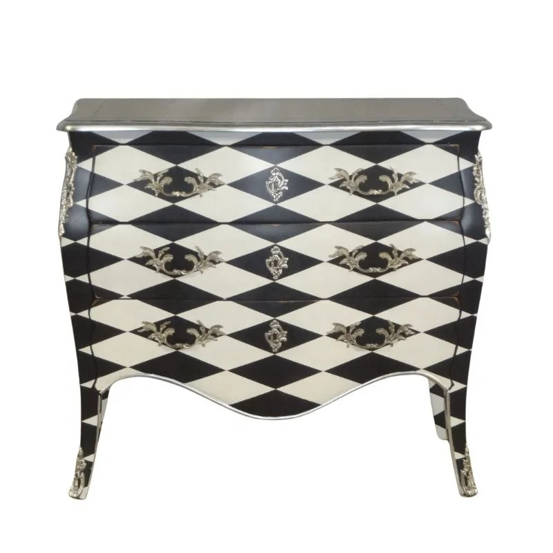 Репродукция под старину черно-белый клетчатый шкаф Bombay с ящиками дизайн для мебели во французском стиле мебель спальни