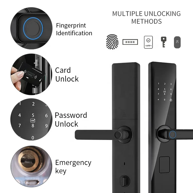 Factory Price Tuya Smart Lock With WIFI Fingerprint  Digital Lock Code RFID IC Card App Unlock Smart Door Lock