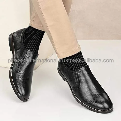 Top Quality Customized Logo Modern Design Formal Casual Office Party Wear Men's Genuine Leather Shoes from Indian Exporter