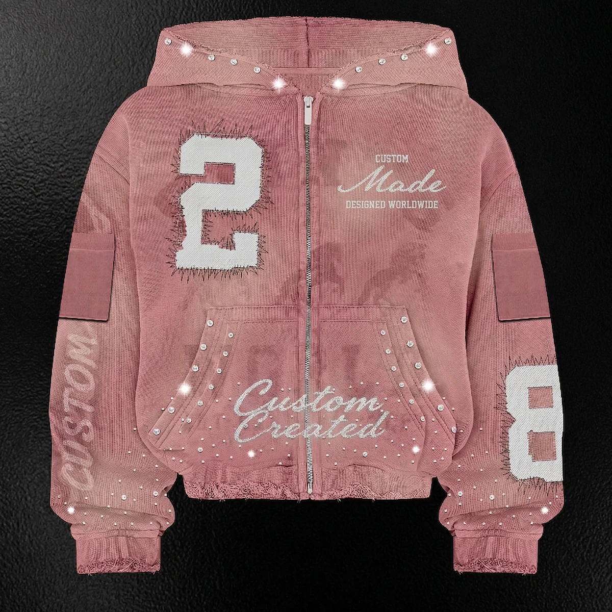 Custom Cotton 500gsm Unisex Dirty Wash Letter Pattern Winter Hoodies Streetwear French Terry Oversize Zip Embroidery Wholesale