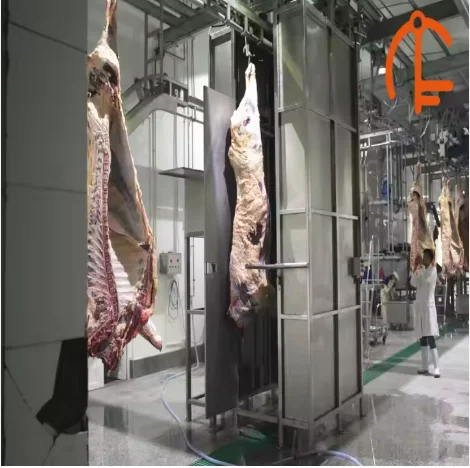 Automatic high-pressure carcass cleaning system for cattle slaughterhouses